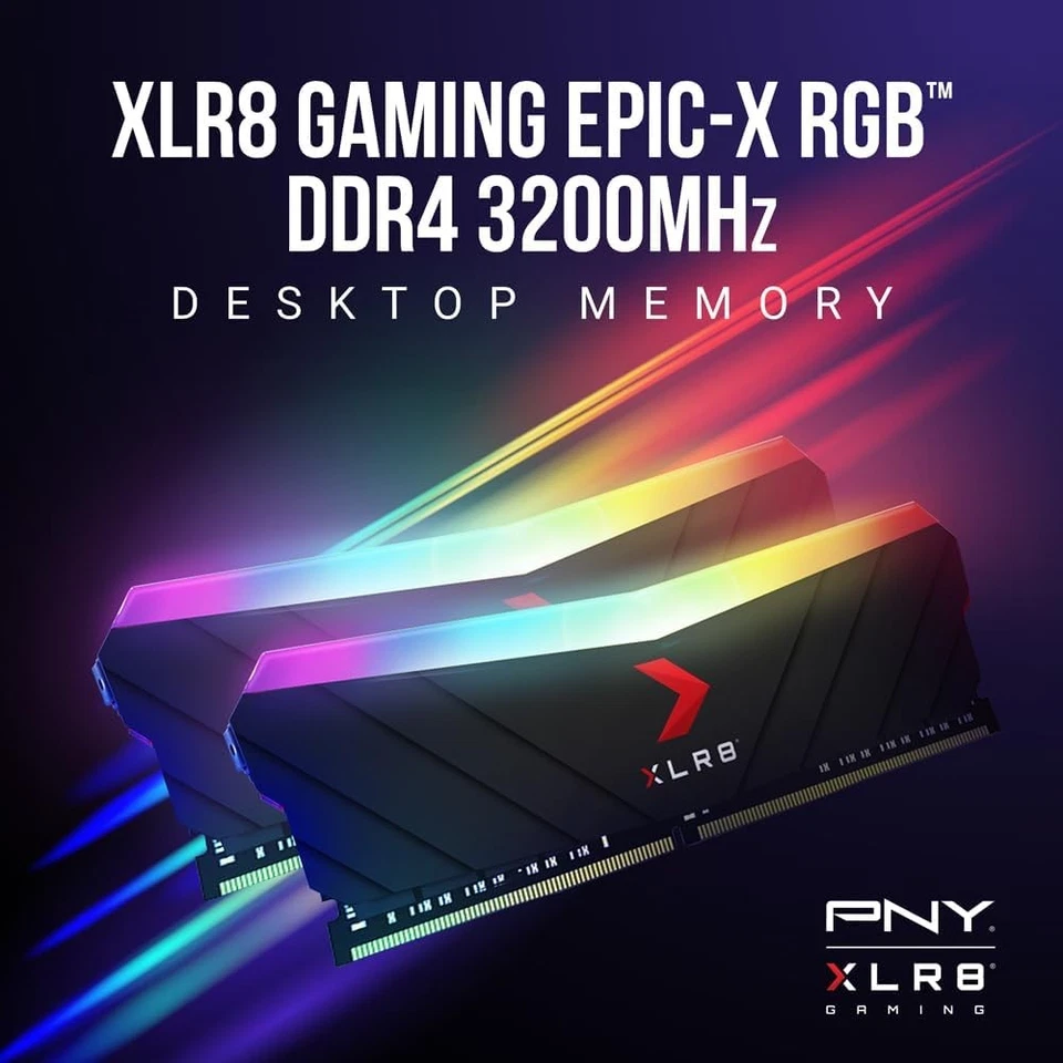 PNY XLR8  RGB Gaming 32GB (2x16GB) DDR4 DRAM 3200MHz (PC4-25600) CL16 Memory - Image 2 of 4