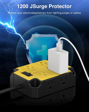 8-Outlets Heavy Duty Power Strip 4 USB Ports 2 USB-C Industrial Magnetic Surge