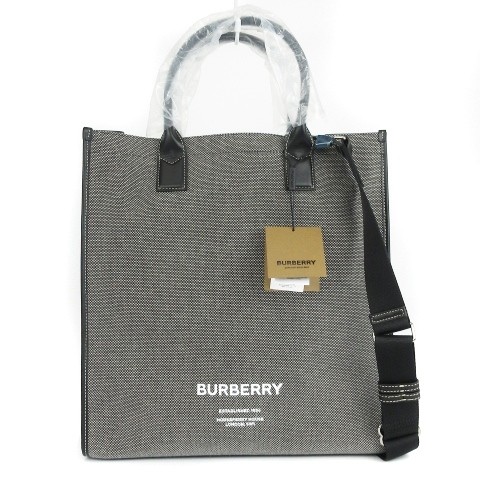 トートバッグ Burberry Charcoal Fabric Shopping Bag Burberry Tote Bag Shoulder 2way Horse Ferry Print Canvas