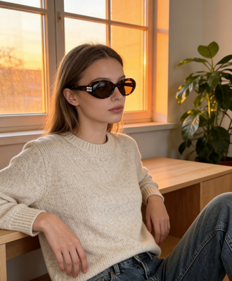 Miu Miu MU B09 14L20V Oval Sunglasses in Havana /Brown Lens 100