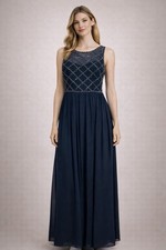 Adrianna Papell Women's Dress Mother Of The Bride Beaded Chiffon 6 Blue Wedding