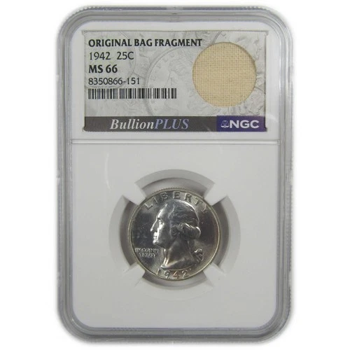 1942 Washington Quarter MS 66 NGC Silver Bag Fragment SKU:I20492