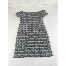 Xhilaration Womens Black White Geometric Zigzag Boat Neck Mini Shift Dress L