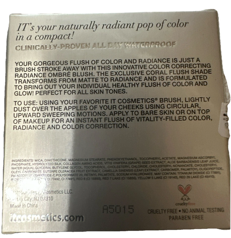 IT Cosmetics CC+ Radiance OMBRE BLUSH Anti-Aging Correcting CORAL FLUSH 0.38 oz. - Image 4 of 4