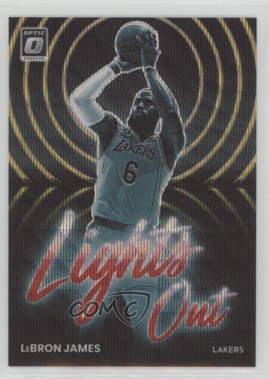 2022 Panini Donruss Optic Lights Out Red & Gold Wave Prizm /99 LeBron James 4f5