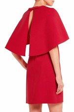 Valentino Red Cape Back Wool & Silk Sheath Dress UK12 IT44 NEW Auth