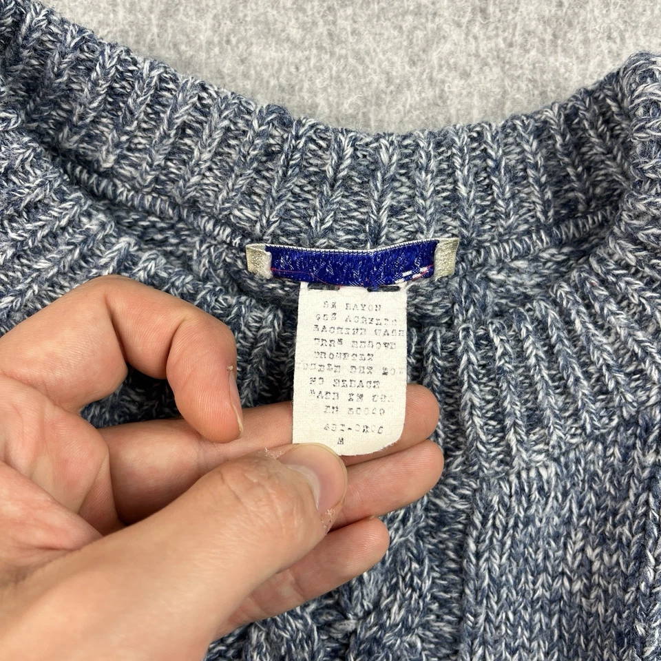 Suéter tejido con cable azul marino francés de colección para mujer mediano EE. UU. azul años 80 Nordic Fair Isle Foto 3 de 4