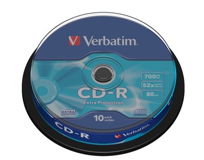 CD-R  Verbatim 700MB 10pcs Pack 52x Spindel extra protection retail