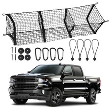 3 Pocket Cargo Net for Pickup Truck Bed with 4 Metal Carabiners