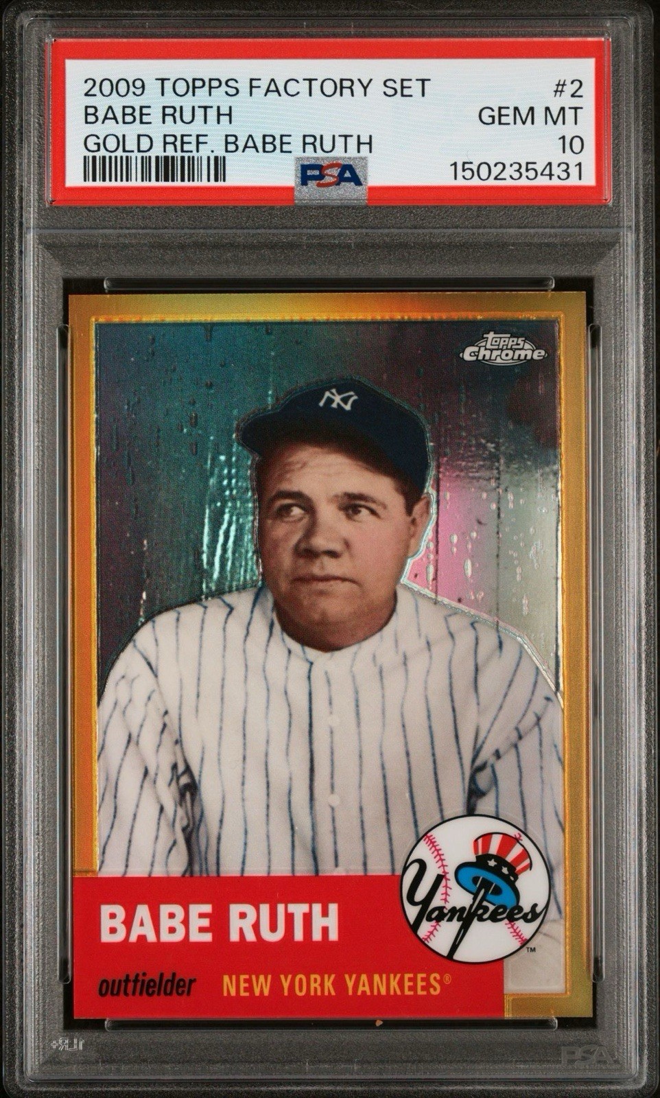 2009 TOPPS FACTORY SET GOLD REFRACTOR BABE RUTH #2 BABE RUTH CARD PSA 10