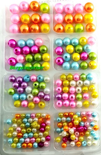 Jewellery Pearl Beads Round Bead Jewellery Craft Making Bracelet Pearlised Beads - Picture 20 of 26