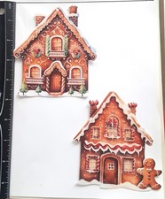 Lot of 2 Winter Gingerbread Houses Balcony SINGLE LAYER Embellishments 1150
