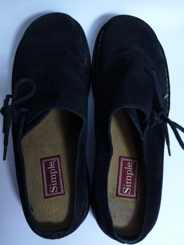 Simple Women's Mule Clogs Black Suede Casual Lace Slip Size 8 - Picture 6 of 11