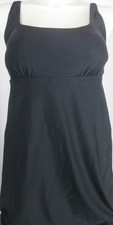 LANDS END Black Square Neck Swim Dress One Piece Swimsuit Womens 18 D-cup NEW