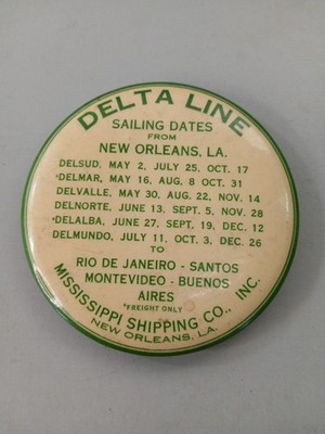 1910s Delta Lines Mississippi Shipping Pocket Mirror Advertising Rio De Janeiro
