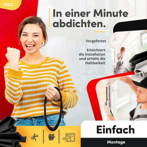 Fensterdichtung Gummidichtung 17 Type EPDM Fenster Dichtung Gummi Schwarz VEKA - Bild 5 von 26