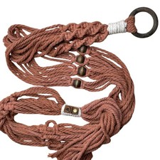 SJ macrame 56  plant hanger with beads orange boho Mcm Earthy Hippie
