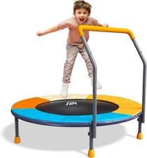 JOY SPOT! 3FT Foldable Toddler Trampoline | Adjustable Handle & Spring-Free Desi