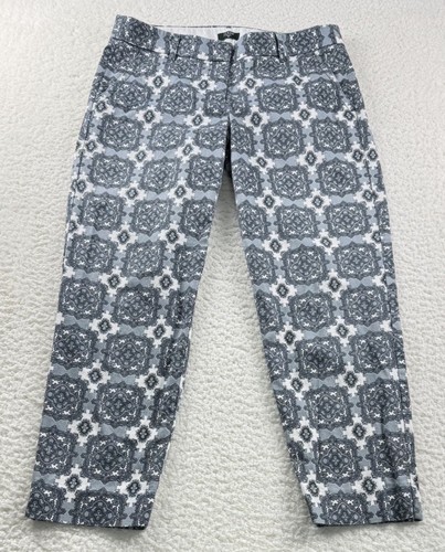 J. Crew Women's Pants Size 4 City Fit Stretch Low-Rise Gray Geometric Print