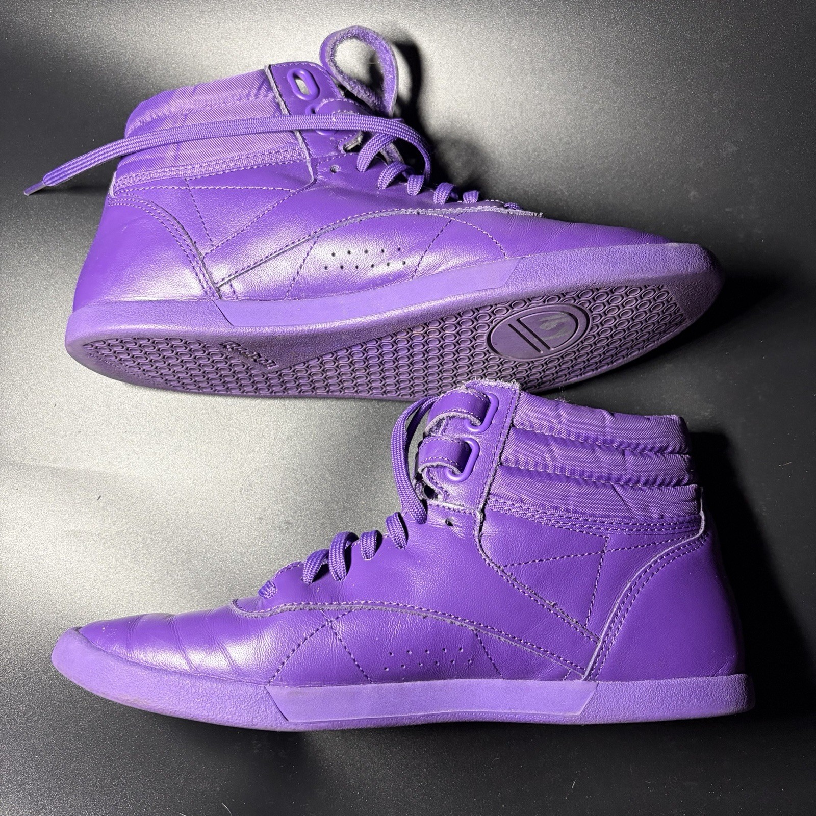 Vintage Style Reebok Hightop Freestyle Purple Womens Size 7.5 Figment Fear Bound image 4