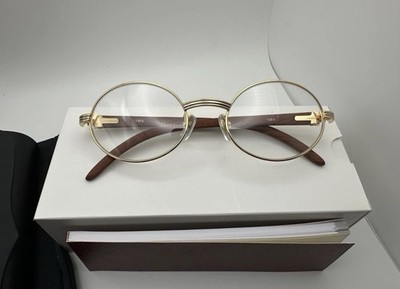 Big C 24K Gold/Clear Giverny Bubinga Wood 90s Vintage Buff Horn Cart ier Glasses