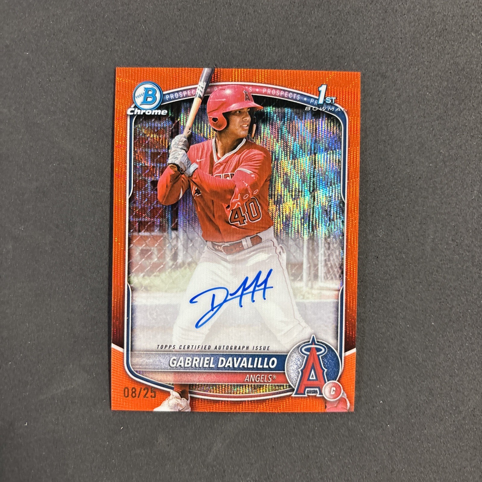 2025 Bowman Chrome Gabriel Davalillo Auto Orange Wave Refractor 1st /25 Rare
