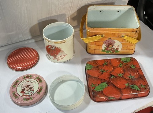 3 Vtg Strawberry Shortcake Tin 1 Lunchbox Container American Greeting Corp 1980s - Picture 5 of 13