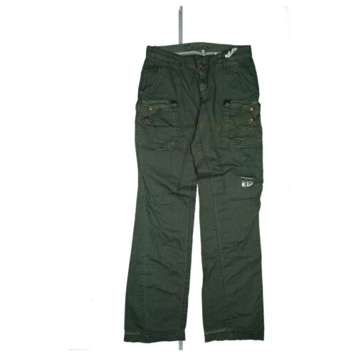 Capsize Damen 7/8 Hose Jeans Cargo Low Waist XS Straight Leg W28 Outdoor Grün - Picture 1 of 7