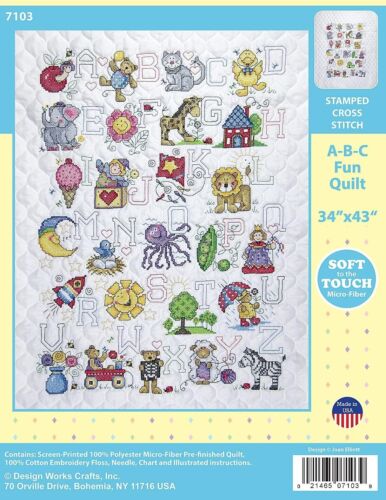 Design Works Crafts Janlynn Stamped for Cross Stitch Baby Quilt Kit, ABC Fun - Picture 2 of 2