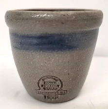 Rowe Pottery Miniature Crock Salt Glazed Dated 1998 2-3/8"H