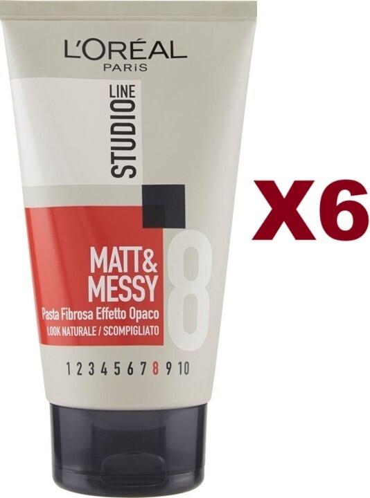 L'Oréal Studio Line Matt & Messy 6 Pezzi - Pasta Fibrosa Opaca 150ml