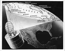 ANIK COMMUNICATION SATELLITE FROM ORBIT DRAWING 1972 8" X 10" B/W ORIGL PHOTO