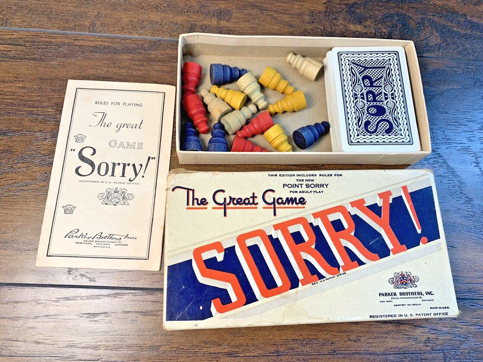 Vintage 1939 The Great Game Sorry Box Cards Pieces Instructions but No Board  | eBay