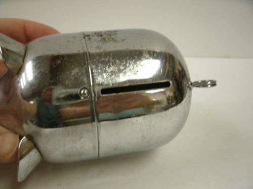 Vintage Chrome Piggy Bank Silver Tone Collectible Coin Bank - Picture 4 of 8