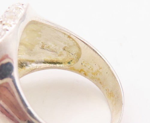 925 Sterling Silver Vintage Ring Cabochon Turquoise Halo Topaz Sz 8 RG31020 - Picture 7 of 8
