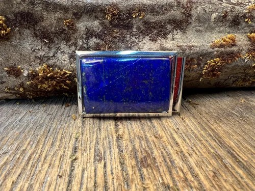 AAAA Gallery Grade Afghany Lapis Lazuli 14K White Gold Over Money Clip/Bill Fold - Picture 4 of 7