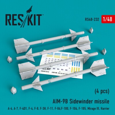 1/48 Reskit RS48-0232 AIM-9B Sidewinder missile (4 pcs)