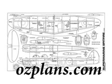 Supermarine Spitfire 1/12 Scale 37" WS PRINTED RC MODEL AIRPLANE PLANS TEMPLATES