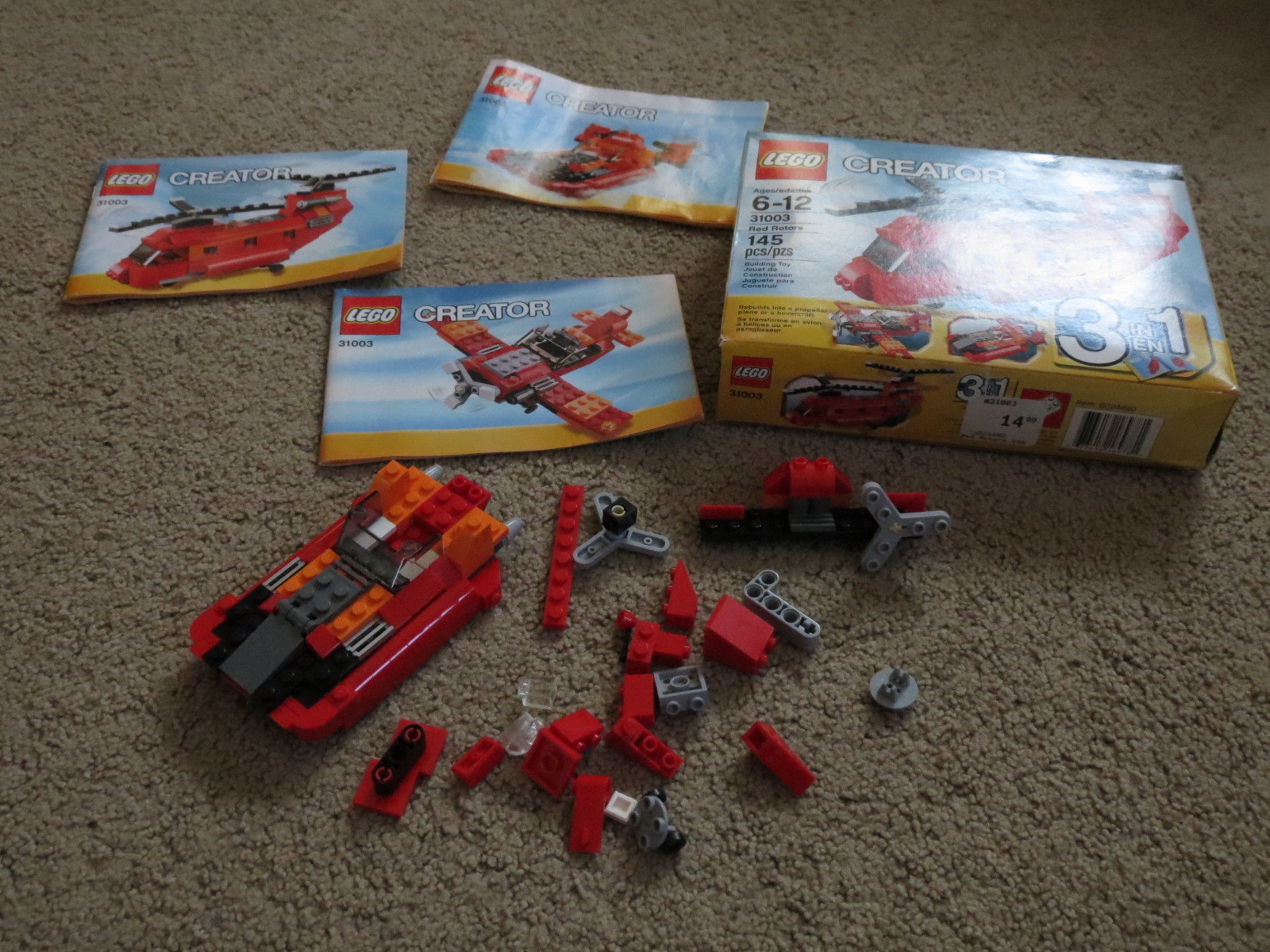SUPER Lego Creator 31003 Red Rotors 3 in 1 set - plane, boat ...