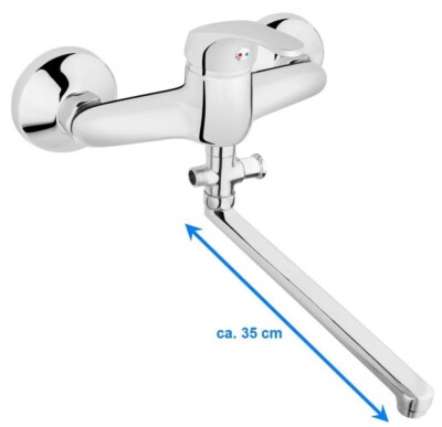 Wannenfüllarmatur Chrom Einhandmischer Wandmontage m. Brauseanschluss Wasserhahn