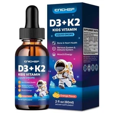 CNCHEF Vitamin D3 K2 Drops for Kids - Liquid Supplement with Magnesium for Ca...