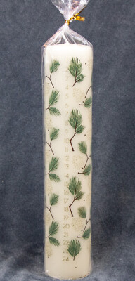 ADVENT Kalender Kerze  aus Dänemark *NEU * OVP* 5  x 25 cm mit grünen+gold Motiv