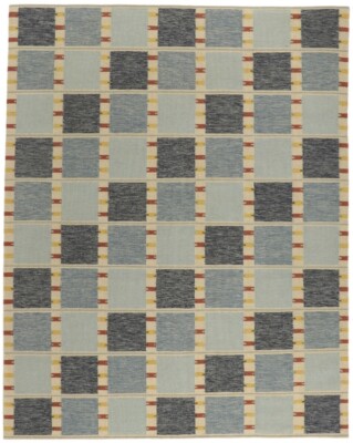 Blue Scandinavian Swedish Kilim Geometric Rug for Living Room Area Rug Bedroom