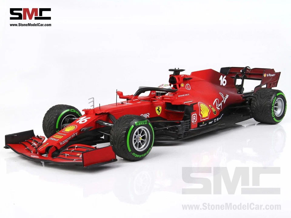 Зеленые шины Ferrari F1 SF21 #16 Charles Leclerc Emilia Romna GP 2021 1:18 BBR - Изображение 3 из 4