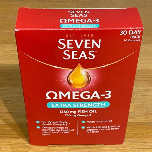 🟢 Seven Seas Omega-3 Extra Strength 1250 mg Fish Oil Vitamin D 30 Capsules Pack - Picture 2 of 21