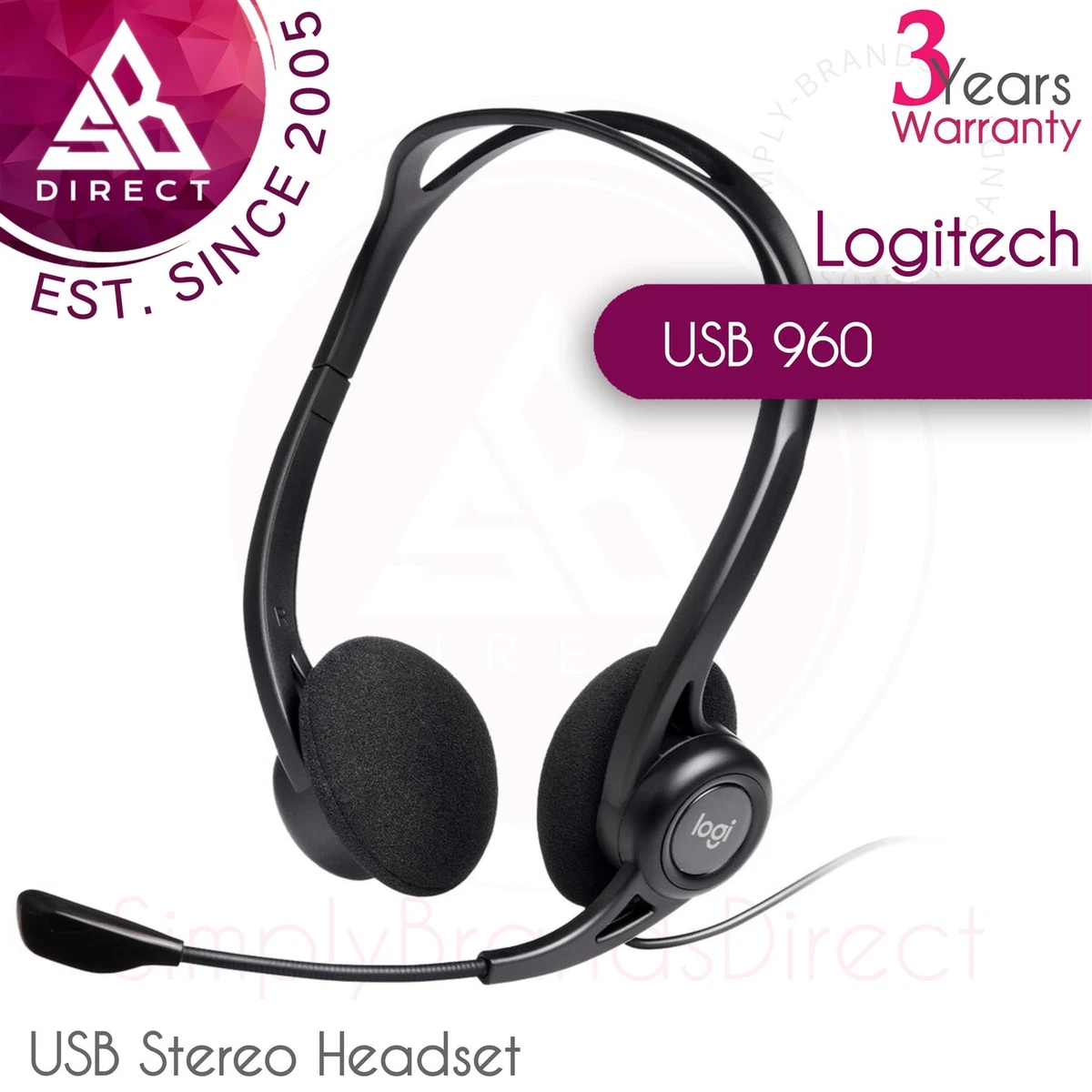 Wired Logitech Noise 960 Canceling│On-Ear│USB Headset | Headband│With PC eBay Headphone