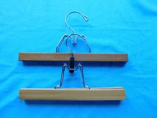 Wooden Clamp Hangers Pants/ Skirts Lot Of 2 ONE 11"  ONE 10" GOOD WORKING COND