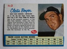 1962 Post Cereal Baseball #3 Cletis Boyer Yankees -