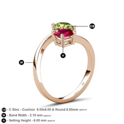 Lab Created Ruby & Peridot 2 1/8 ctw Promise Ring 14K Gold Lab Created Ruby & Peridot 2 1/8 ctw Promise Ring 14K Gold