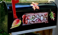 Mailbox Magnet (Partial Cover) Squirrel Custom Address Set of 3 Autumn Leaves